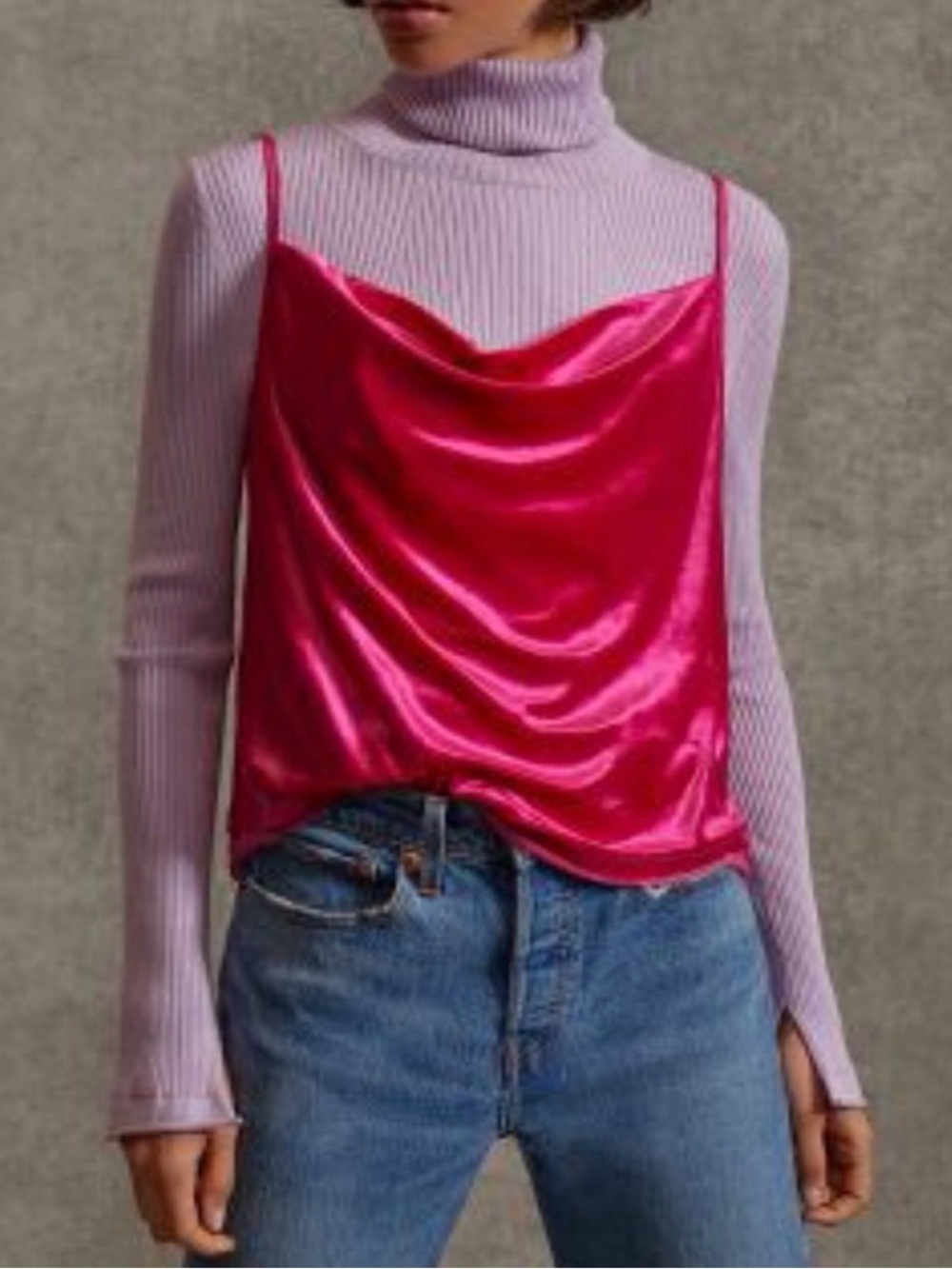 Maeve Hasley Velvet hot pink tank from Anthro